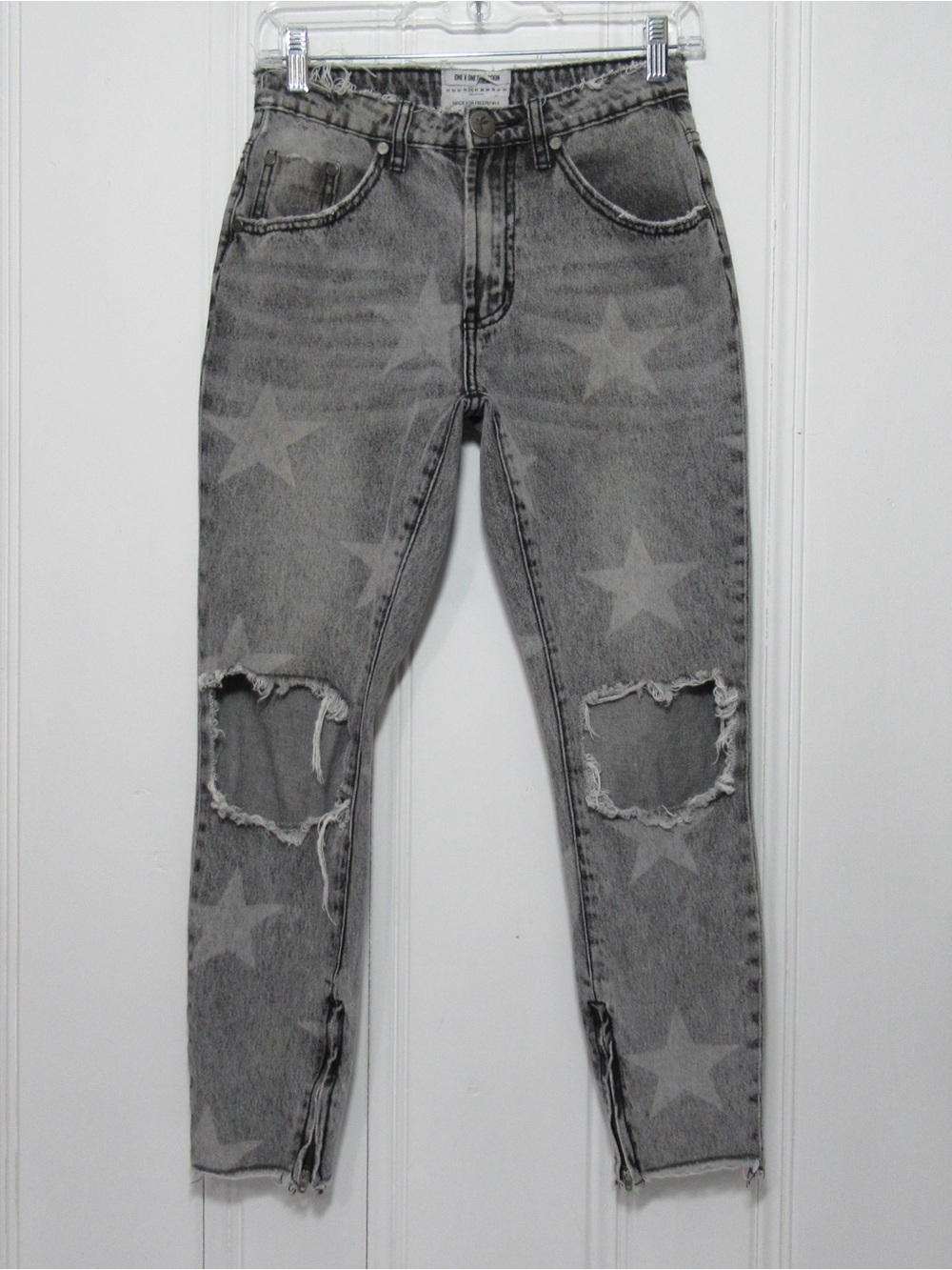 One X One Teaspoon High Waist Freebird Rigid Skinny Leg Jeans Size 26 Star Print